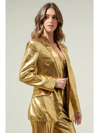 Gold Pintuck Fitted Blazer