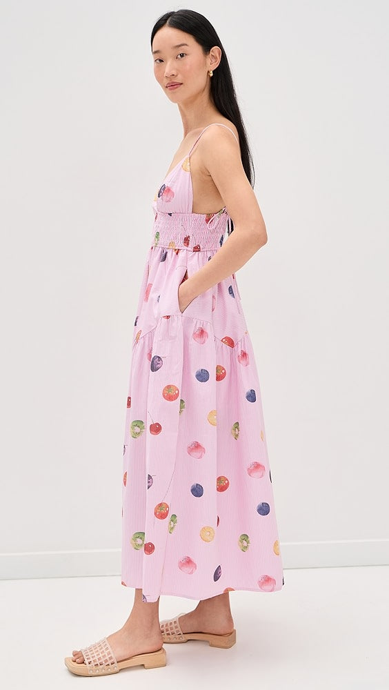 Pink Striped Fruit Midi