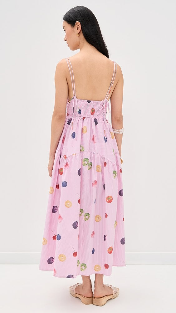 Pink Striped Fruit Midi