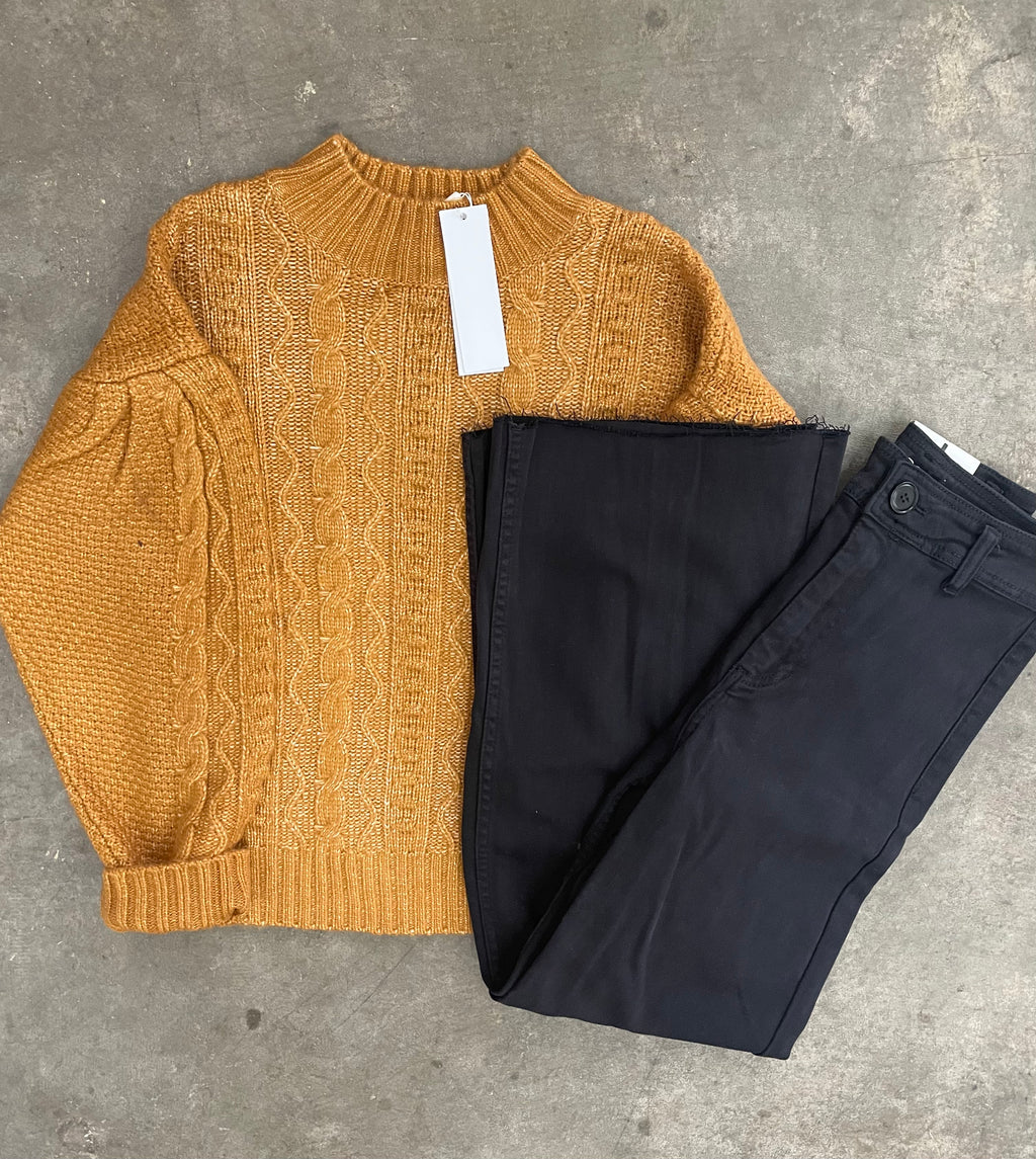 Mustard Cable Knit Sweater