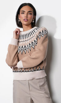 Karine Fair Isle Balloon Sleeve Sweater