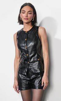 Micah Faux Leather Vest
