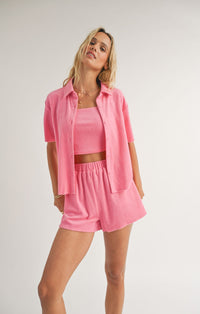 Pink Terry Button Down Top