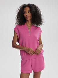 Loretta Half Zip Ibis Rose