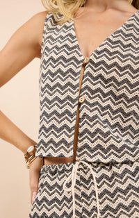 Chevron Buttoned Tank Top