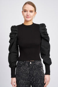 Mixed Media Puff Top