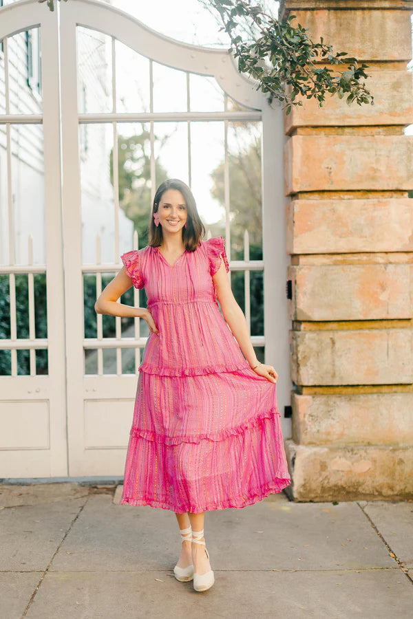 Eleanor Magenta Shimmer Dress