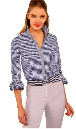 Navy Gingham Top
