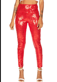 Red Sequin High Waisted Legging