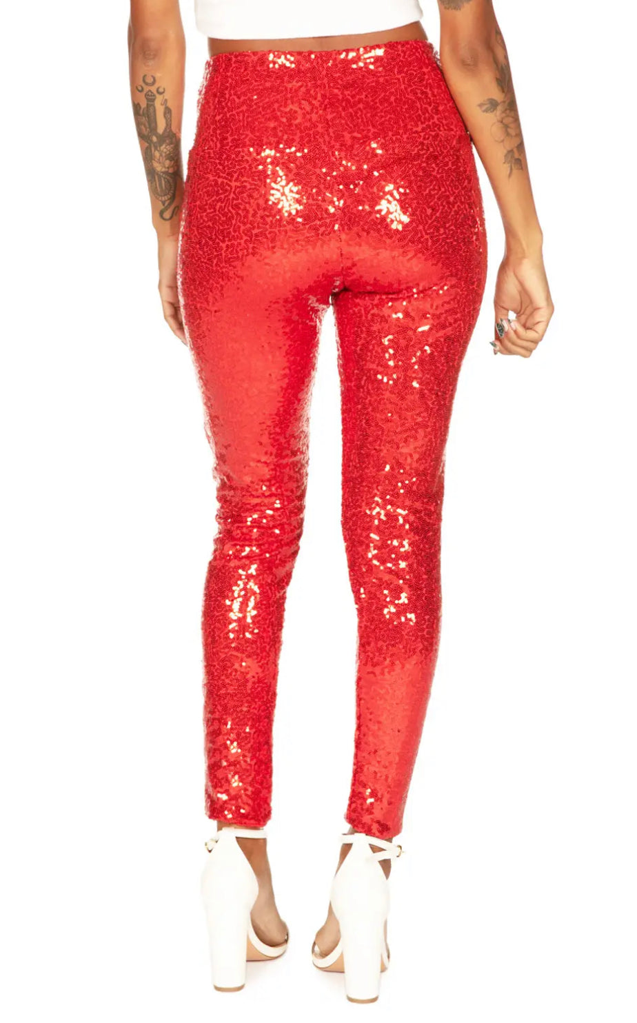Red Sequin High Waisted Legging