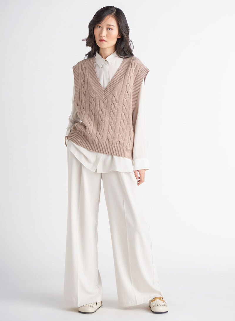Cream Wide Leg Trouser